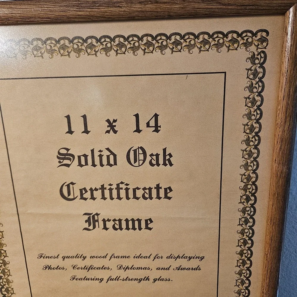 Vintage solid oak picture frame with glass insert 11x14 Magee Company